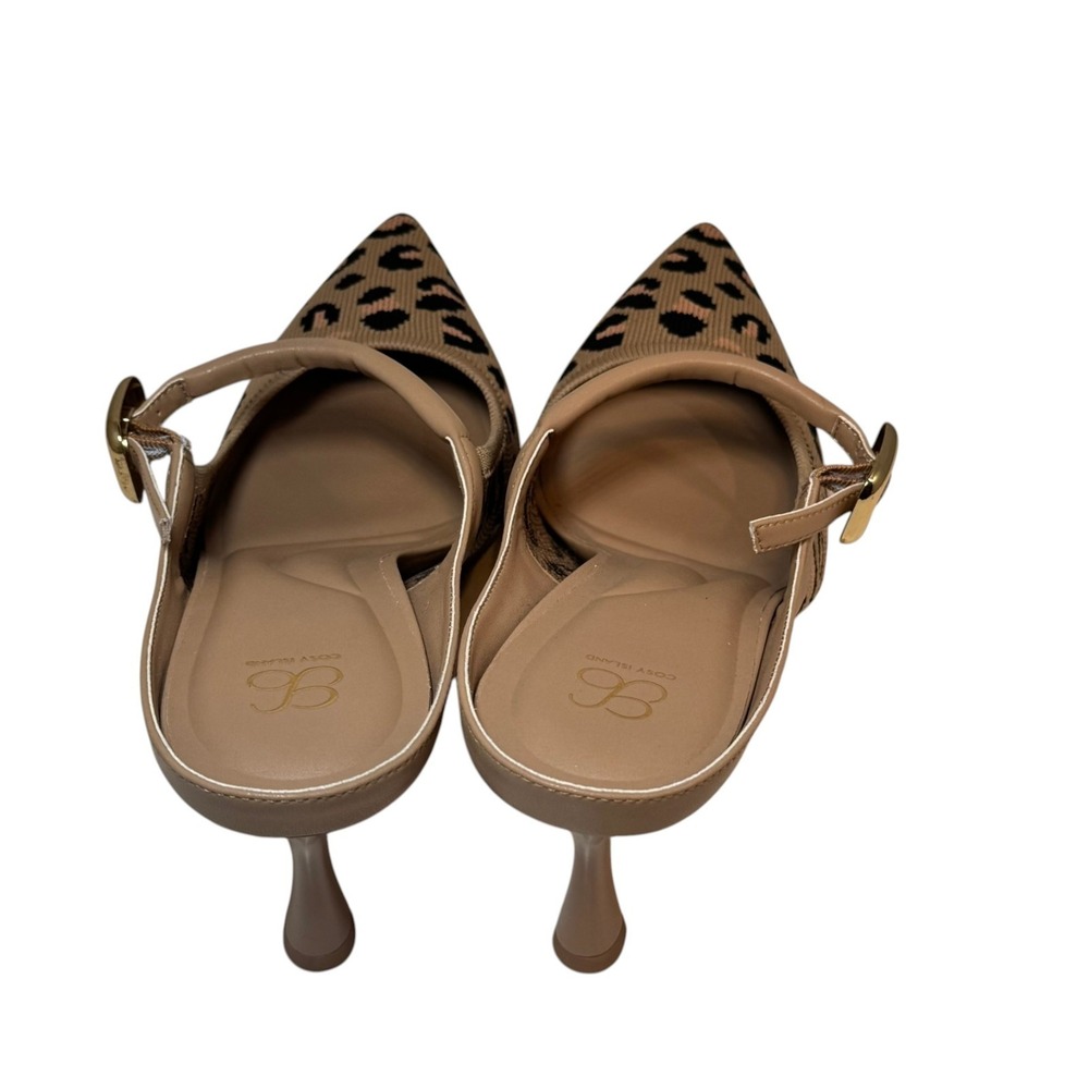 Leopard Knit Pointed Mule with Buckle Detail - Tan/Black - Picture 5 of 8
